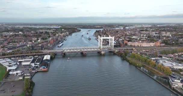 Spoorbrug Dordrecht Nazwał Również Most Kolejowy Zwijndrechtse Brug Między Dordrecht — Wideo stockowe