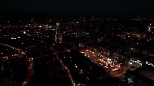 Eusebiuskerk Або Grote Kerk Місті Арнем Нідерланди Нічному Повітряному Дроні — стокове відео
