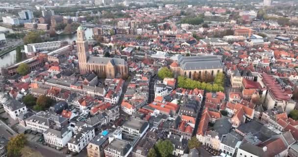 Zwolle Ιστορικό Κέντρο Της Πόλης Εναέρια Επισκόπηση Δήμος Κάτω Χωρών — Αρχείο Βίντεο
