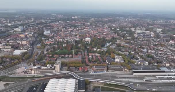 Zwolle Antiguo Centro Histórico Ciudad Las Murallas Ciudad Por Encima — Vídeo de stock