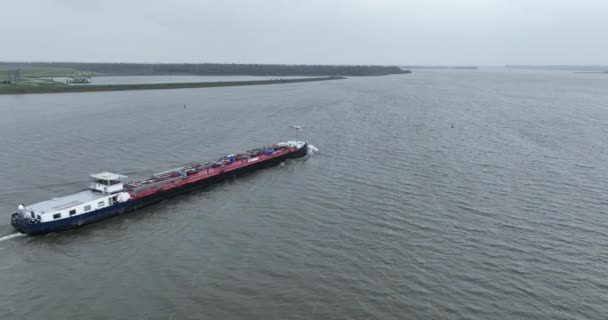 Ijselmeer Prosince 2022 Nizozemsko Vnitrozemská Lodní Loď Otevřeném Moři Ijselmeer — Stock video