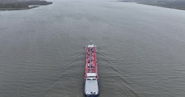 Ijselmeer December 2022 Nederländerna Fartyg För Inlandssjöfart Öppet Vatten Ijselmeer — Stockvideo