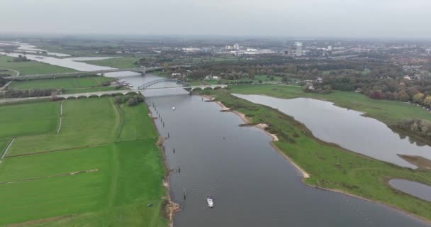 Ijssel Köprüsü Zwolle Hatem Arasındaki Ijssel Boyunca Katerveerbrug Bağlantısı Olarak — Stok video