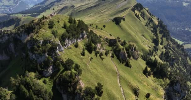 Bergantenne Alpen Der Schweiz Und Sommer Wanderparadies Und Gipfelkreuz Gipfel — Stockvideo