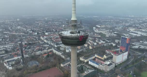 Köln Aralık 2022 Almanya Colonius Telekomünikasyon Kulesi Kafeteryası Izleme Platformu — Stok video
