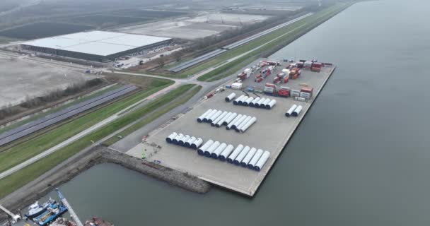 Lelystad Diciembre 2022 Países Bajos Ctu Flevokust Terminal Almacenamiento Transbordo — Vídeos de Stock