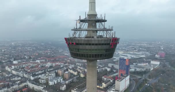 Colonia Diciembre 2022 Alemania Cafetería Torre Telecomunicaciones Colonius Plataforma Observación — Vídeo de stock