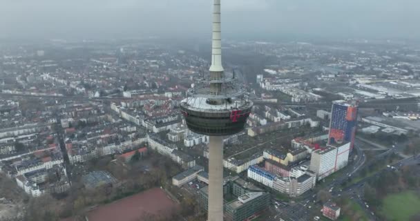 Köln Aralık 2022 Almanya Colonius Telekomünikasyon Kulesi Kafeteryası Izleme Platformu — Stok video