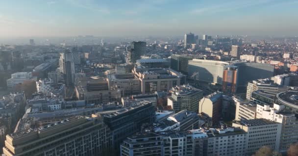 Capital Bélgica Bruxelas Skyline Grande Cidade Edifícios Paisagem Aérea Drone — Vídeo de Stock