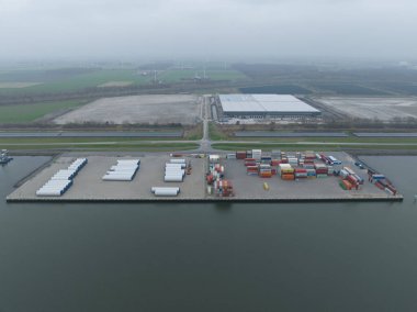 Lelystad, 3th of December 2022, The Netherlands. CTU Flevokust. Storage and transhipment terminal towards the port of Rotterdam and Antwerp. clipart