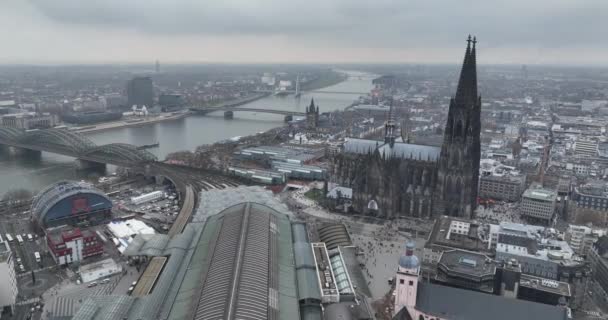 Cologne City Center Skyline River Rhine Ruhr Area Large City — Stock Video