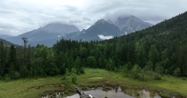 Австрия Горы Деревья Вода Горные Вершины Клифф Хилл Ридж — стоковое видео