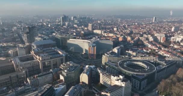 Hoofdstad Van België Brussel Grote Skyline Van Stad Gebouwen Met — Stockvideo