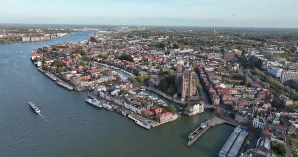 Дордрехт Пятый Муниципалитет Голландской Провинции Южная Голландия Нидерланды Река Ауде — стоковое видео