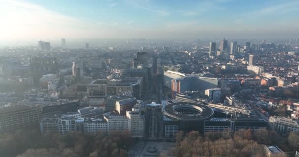 Hauptstadt Von Belgien Brüssel Große Stadtsilhouette Und Gebäude Stadtbild Drone — Stockvideo