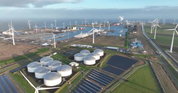 Eemshaven Groningen Transshipment Distribution Industrial Area Zone — Stock Video