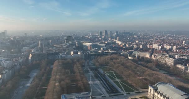 Capital Bélgica Bruselas Gran Horizonte Ciudad Edificios Vista Aérea Aviones — Vídeo de stock