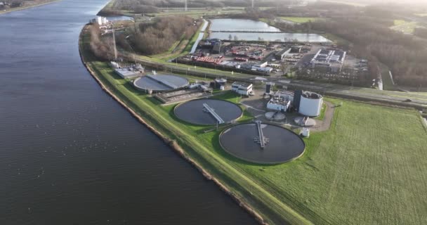 Water Treatment Plant Facility Velsen Rijnland Netherlands — Stok video