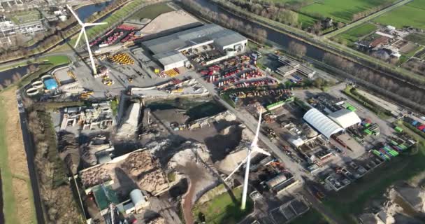 Landfill Facility Aerial Drone Overhead View Collection Recycling Garbage Netherlands — Wideo stockowe