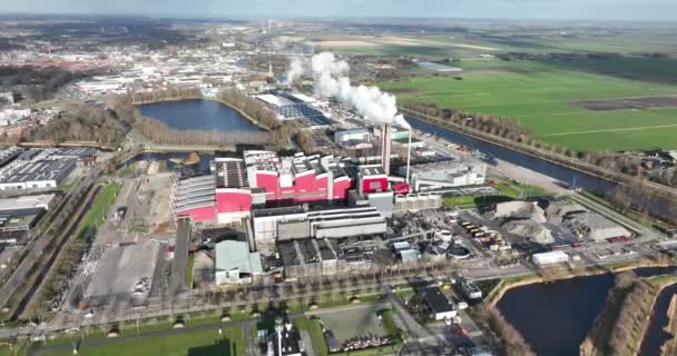 Afvalenergiecentrale Aec Alkmaar 68Mw Biopower Plant Located North Holland Netherlands — Stockvideo