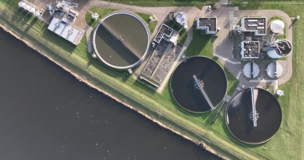 Water Purification Installation Netherlands Using Advanced Technologies Treat Purify Water — Stock video