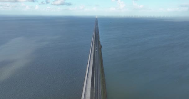Stunning Aerial Drone Video Afsluitdijk Showcasing Impressive Engineering Iconic Dutch — Stockvideo