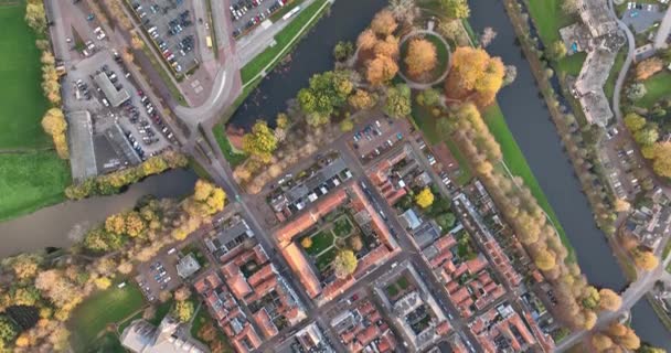 Потрясающее Воздушное Беспилотное Видео Исторического Центра Элбурга Очаровательной Архитектуры Живописных — стоковое видео