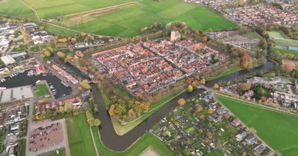 Discover Ancient Defenses Dutch Medieval Fortified Village — Stockvideo