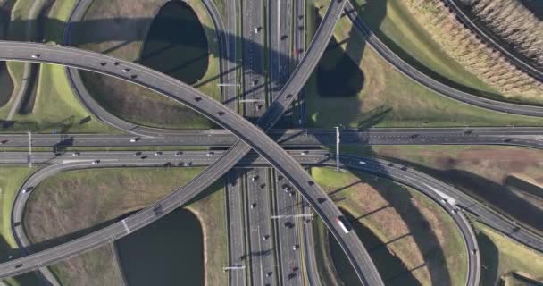 Knooppunt Ridderkerk Captured Aerial Drone Video Showcases Bustling Intersection Netherlands — Αρχείο Βίντεο