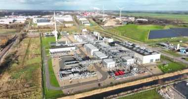 A birds-eye view of a Alkmaar located gas storage facility, showcasing its state of the art technology and safety features.