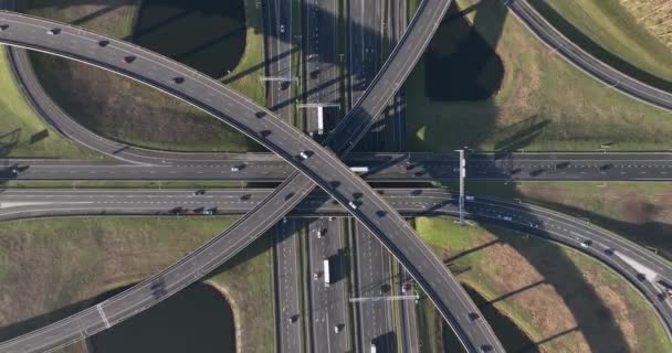 Aerial Drone Video Knooppunt Ridderkerk Offers Unique Perspective Urban Landscape — стоковое видео