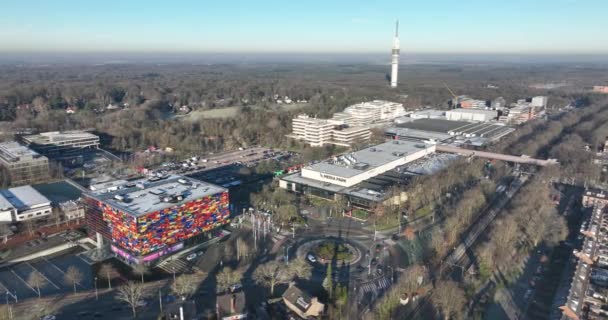 Hilversum February 2023 Netherlands 鸟瞰Beeld Geluid 媒体创新的枢纽 — 图库视频影像