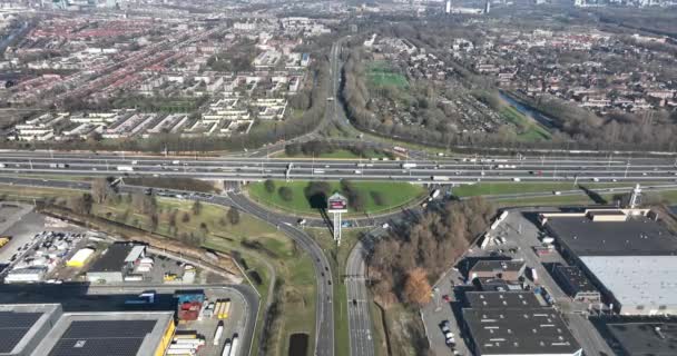 Nieuwegein Şubat 2023 Hollanda Yoğun Bir Trafik Kavşağı Otoyol Kavşağının — Stok video