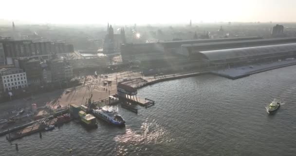 Amsterdam Februari 2023 Nederland Prachtige Luchtfoto Tonen Naadloze Aankomst Van — Stockvideo