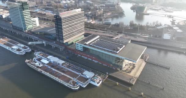 Amsterdão Fevereiro 2023 Países Baixos Filmagem Aérea Amsterdams Centro Cultural — Vídeo de Stock