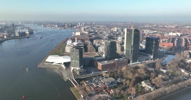 Amsterdam 13Th February 2023 Netherlands Breathtaking Drone Video Amsterdams Skyline — Wideo stockowe