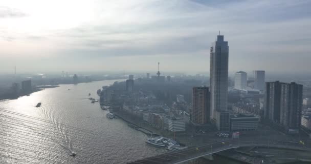 Rotterdam 15Th February 2023 Netherlands Experience Rotterdams Architecture Cityscape Birds — 비디오
