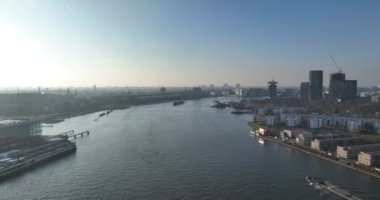 Busy water traffic navigates through the citys heart