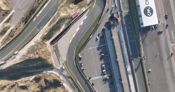 Zandvoort Şubat 2023 Hollanda Hugenholtzbocht Straight Circuit Büyüleyici Hava Görüntüleriyle — Stok video