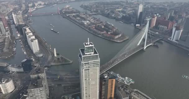 Experience Stunning Beauty Rotterdams Skyline Bustling Cityscape Our Drone Soars — Αρχείο Βίντεο