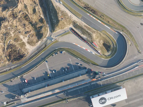 Zandvoort 2023年2月15日 オランダ この素晴らしいドローンビデオは ユーゲンホルツボヒトとストレートのユニークな視点を提供し F1のスピード パワー 興奮を紹介します — ストック写真