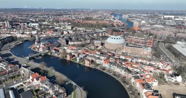 Detta Fängslande Flygbilder Erbjuder Ett Unikt Perspektiv Haarlems Kulturarv Visar — Stockvideo