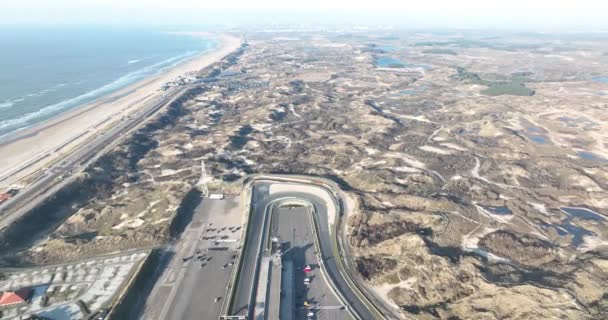 Zandvoort Februari 2023 Nederland Vlieg Boven Prachtige Kustlijn Van Zandvoort — Stockvideo