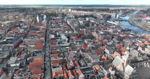 Panoramiczny Widok Okolicę Miasta Wydm Poldery Morze Północne Oddali — Wideo stockowe