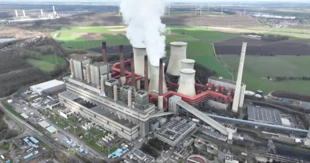 Grevenbroich Mars 2023 Tyskland Neuratkraftverk Häpnadsväckande Flygbilder Rwe Neurath Kraftverk — Stockvideo