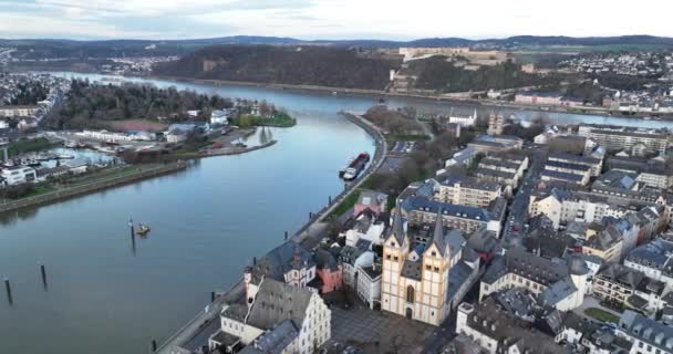 Ζήστε Θαύμα Της Παλιάς Πόλης Koblenzs Όπως Ποτέ Πριν Μια — Αρχείο Βίντεο