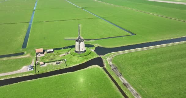Zázrak Nad Složitými Detaily Ohromující Symetrie Holandského Větrného Mlýna Který — Stock video