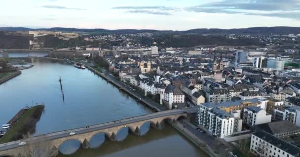 Bekijk Het Charmante Oude Centrum Van Koblenz Met Zijn Historische — Stockvideo