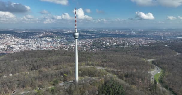 Stuttgart Letecký Výhled Televizní Věž Panorama Německu Stuttgart Panorama — Stock video