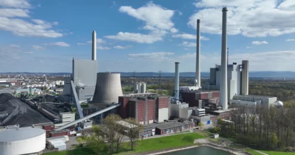 Energiecentrale Antenne Close Zicht Grootschalige Industrie Opwekking Van Energie Elektriciteitscentrales — Stockvideo